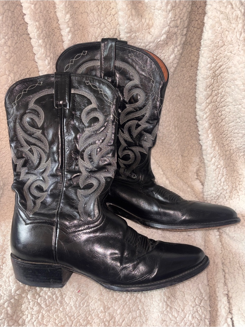Dan Post Black Leather Embroidered Western Cowboy Boots Men’s 13 US